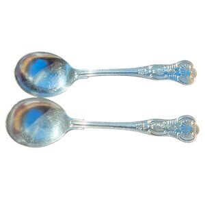 2 Kings by Reed & Barton Round Soup Spoon Vtg Silverplate 1900 USN Captains Navy